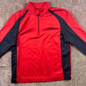 Callaway Mens Large Red Black Colorblock Quarter Zip Golf Pullover Fleece Lined